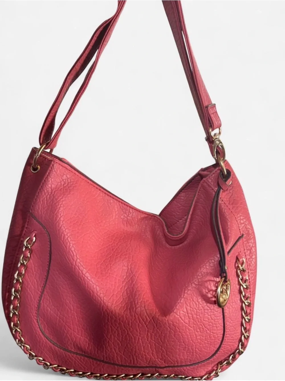 Jessica Simpson Pink Hobo Bag with Gold Chain Accents